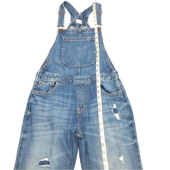 Gap Kids Distressed Denim Bib Overalls EUC Kid's XXL Regular - Picture 6 of 8
